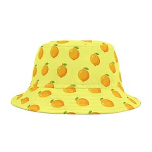 Boter kleur met citroen print bucket hat