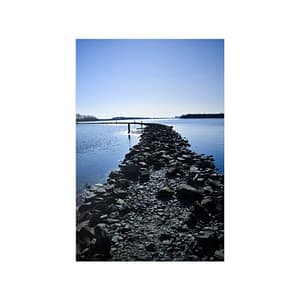 Blue poster of lake in the sun